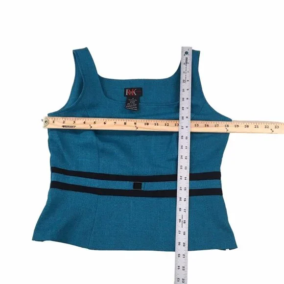 R&K Teal Sleeveless Tank Blouse Women Size 8 Suit Separates - Picture 2 of 8